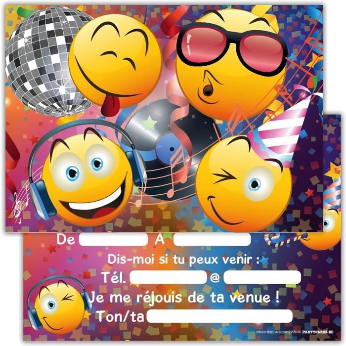 Lot De 12 Cartes D'Invitation Pour Anniversaire, Partie, Fête Cartons  D'Invitation En Français Smiley Emoji[u7561]