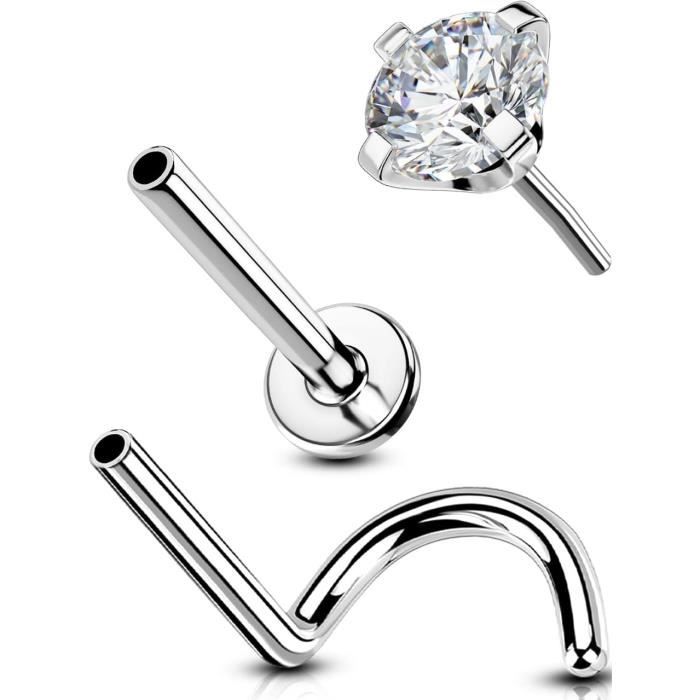 Threadless Nose Piercing Stud Titanium Labret Piercing Jewellery Helix Lip Tragus Lobe Stud Bars