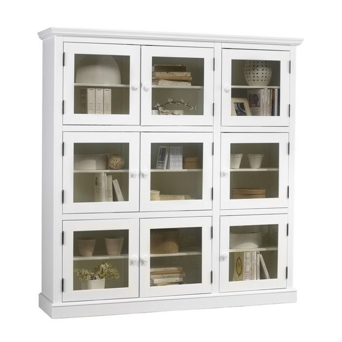 Bibliothèque Vitrine Blanche 9 Portes Vitrées Style Anglais L 163 H 170 P 37 cm - L 163 x l 37 x H 170 cm Bibliothèque Vitrine Blanche 9 Portes Vitrées Style Anglais L 163 H 170 P 37 cm - L 163 x l 37 x H 170 cm