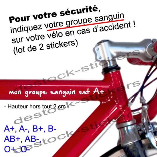 Stickers Sécurité cycliste vélo groupe sanguin