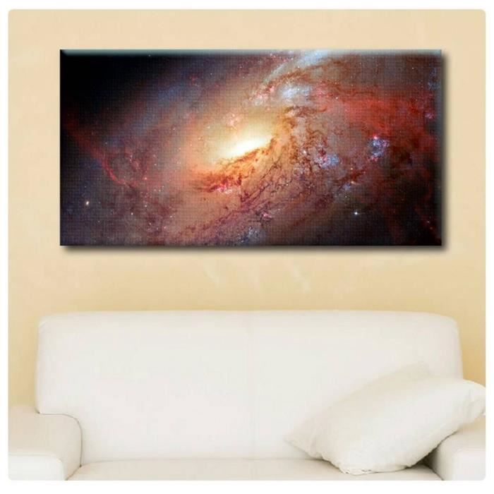 Astronomy Stars Hubble M 106 Nasa Space Galaxy Imprimer Sur Canvas Synthetique Non Encadre Non Monte x46cm Peinture Cdiscount Maison