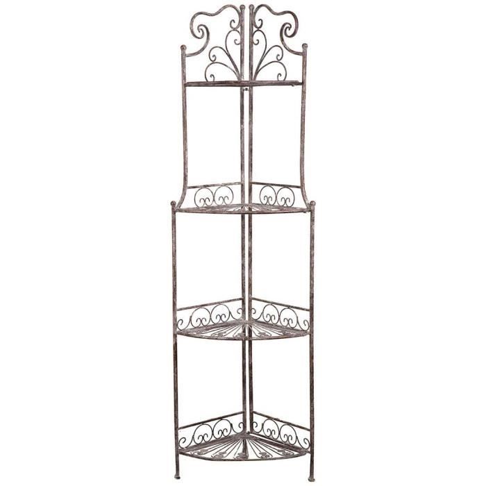 Etagere Pliable En Fer Forge Multifonction Finition Rouille