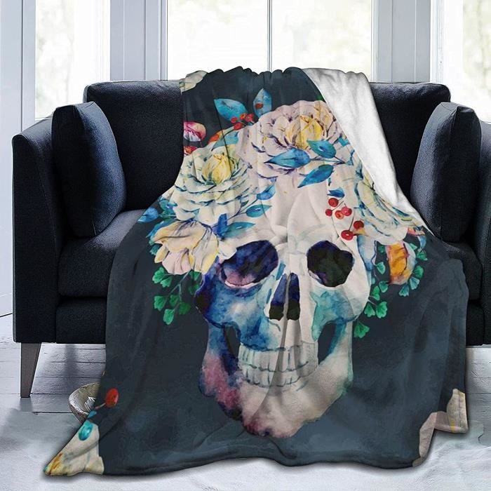 Couverture Plaid Polaire 100x130 Cm Aquarelles De Fleurs Et De Plantes