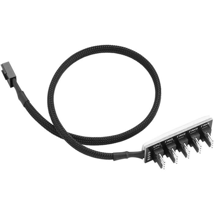 LI5 Ports Fan Splitter, Hub Ventilateur PWM Male à 4 Broches, PC Fan