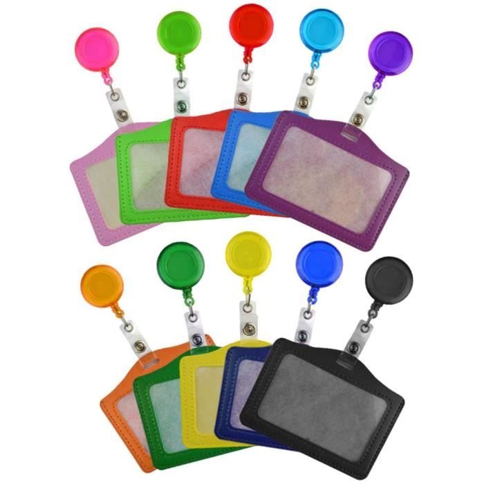 Porte-badges Rétractables - Lot De 2, Violet - Pour Carte D'identité, Badge - Coque Plastique ABS, Pratique Et Léger - 5