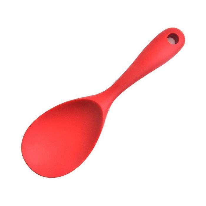 (red)Grande cuillère à Long manche en Silicone à usage domestique, louche à mélanger de haute