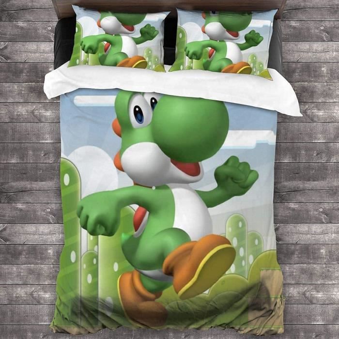 Yoshi Parure de lit pour enfant Super MarioParure de lit simple 3