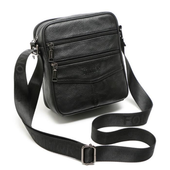 Petit Sac /à bandouliere en Cuir V/éritable Sacoche Bandouliere Homme Cartable Sac de Messager Pochette Porte-Documents Sac port/é /épaule Business,Brun