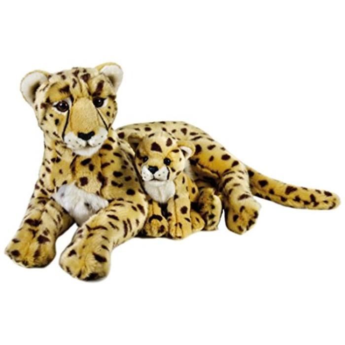 Geographics National Guepard Animaux En Peluche Mere Avec Bebe Jouet En Peluche 2 Pieces Naturel Cdiscount Jeux Jouets