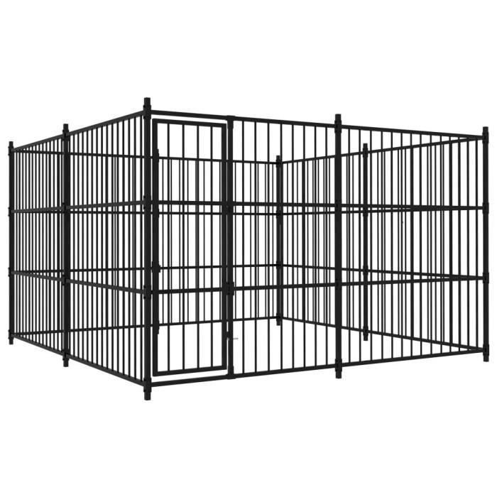 Chenil dextérieur pour chiens - vidaXL - 300 x 300 x 185 cm - Noir - Acier Chenil dextérieur pour chiens - vidaXL - 300 x 300 x 185 cm - Noir - Acier