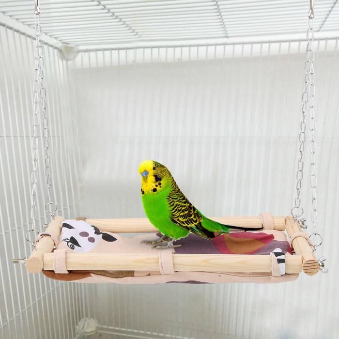 Hamac Oiseau Toile Parrot Balançoire Lit En Bois Oiseau Suspendu Lit pour Perruche Perroquet Cockatiel Conure Cockatoo Africain
