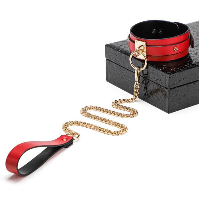 Collier De Soumission Avec Laisse En Cuir éco - Jeu érotique Adulte BDSM - Neuf Unisexe