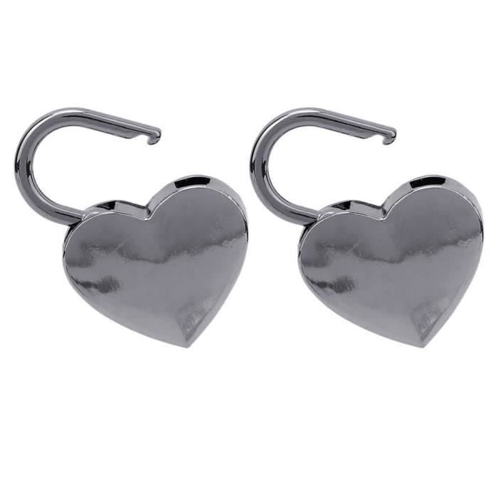 Cadenas En Forme De Cœur Métallique Avec Clé - Serrure Pour Boîte à Bijoux, Journal Ou Bagage (Blanc)