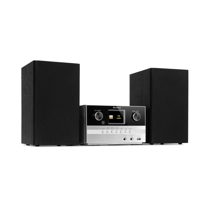 AUNA Connect System S Cha&icirc;ne st&eacute;r&eacute;o avec radio Internet / DAB + - USB - Lecteur CD- 20W max.- Argent