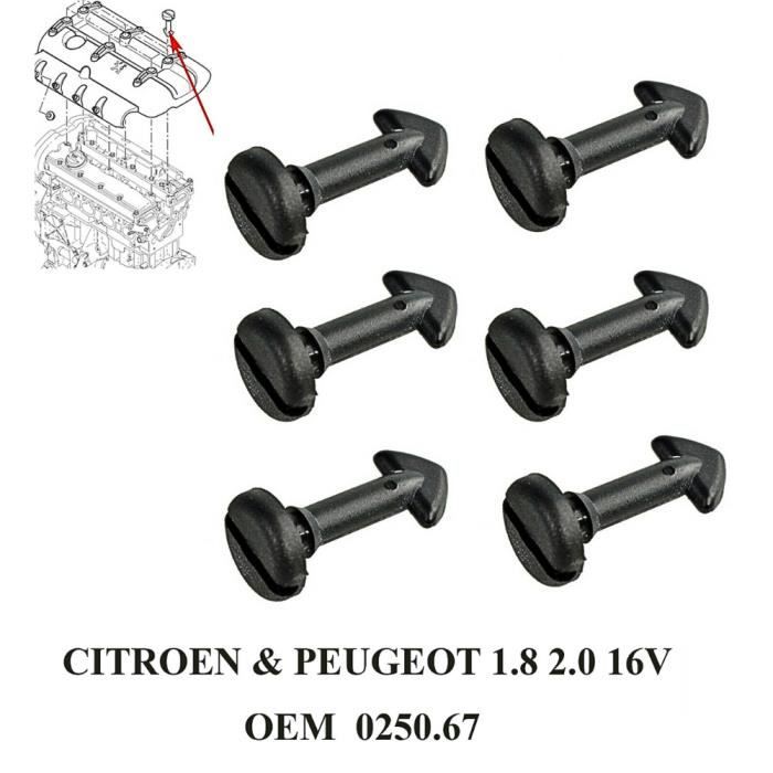 Kit de 6 fixations Cache moteur Autocraft compatible Peugeot 206 307 ...
