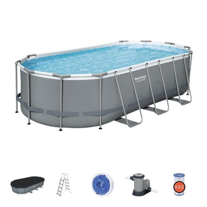 Kit Piscine hors sol tubulaire BESTWAY Steel Pro Max™ 549 x 274 x 122 cm Ovale Filtre à cartouche bâche échelle