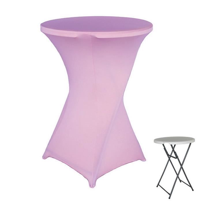housse table haute mange-debout nappe stretch bistrot cocktail mariage 80*110cm rose