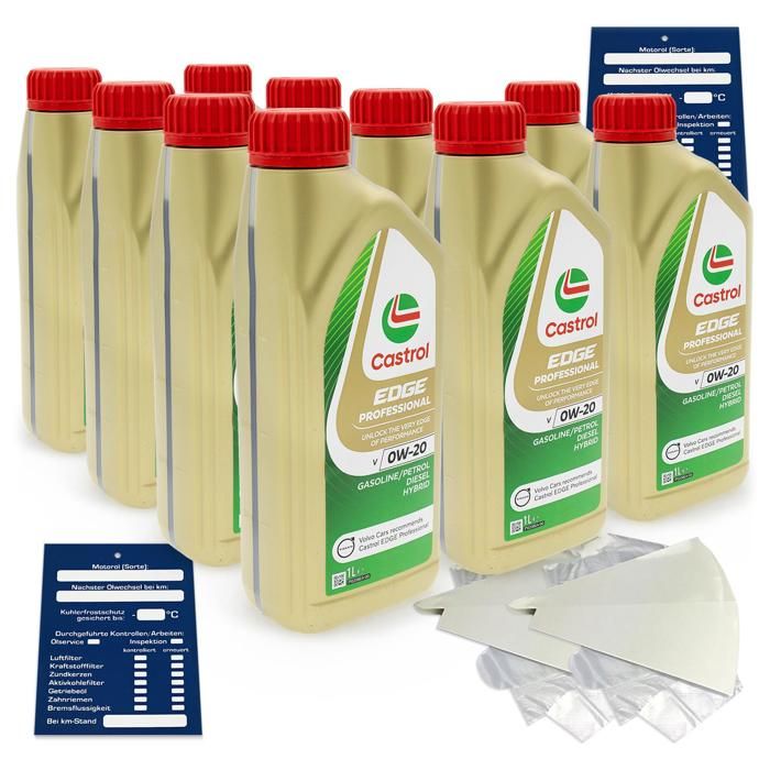 10 litres d'huile moteur d'origine Castrol EDGE Prof. V 0W20 Titanium