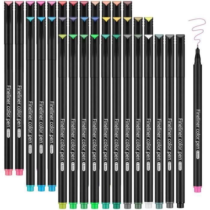 Lot DE 24 Feutres De Coloriage Pour Bullet Journal, 0,4 Mm Double Pointes Feutre Fine Et Pinceau Couleur à L'eau Stylos De Dessin - Crayon De Couleur à La Fnac