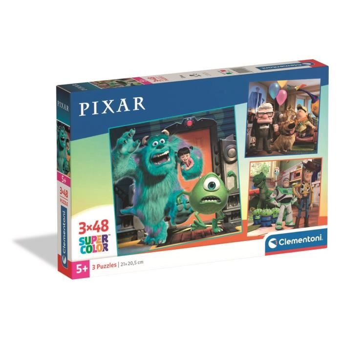 Clementoni Puzzle Enfant 3X48 Pièces Disney Pixar Walt Disney Fabriqué en Italie 25065