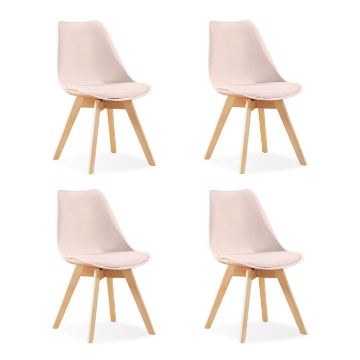 Lot de 4 chaises scandinaves roses - Bjorn - DESIGNETSAMAISON Lot de 4 chaises scandinaves roses - Bjorn - DESIGNETSAMAISON