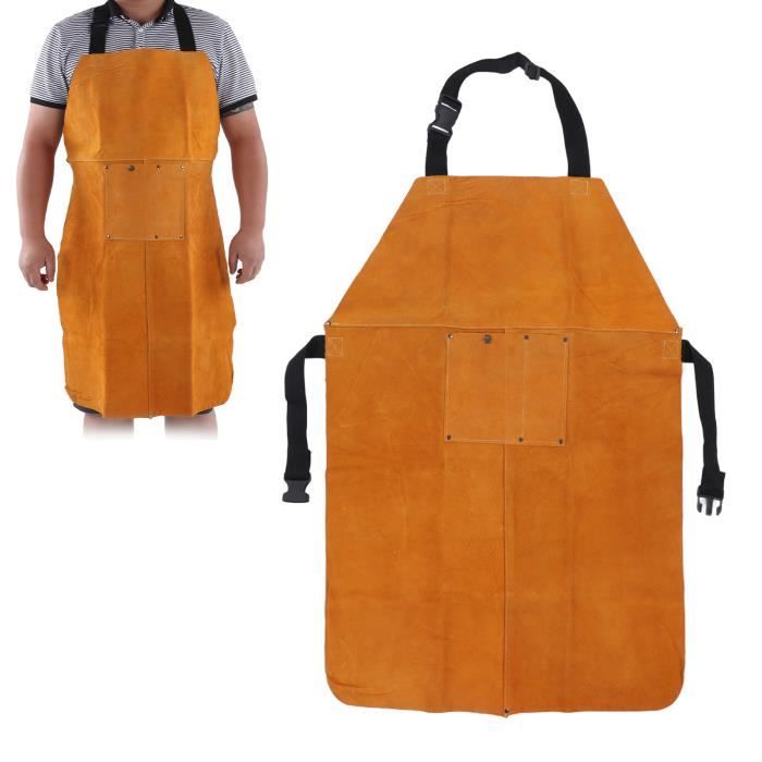 ONETIAN Schweißschürze Aus Leder - Feuerfester Schutz Mit 6 Taschen - Für Schweißen, Grillen & Handwerk