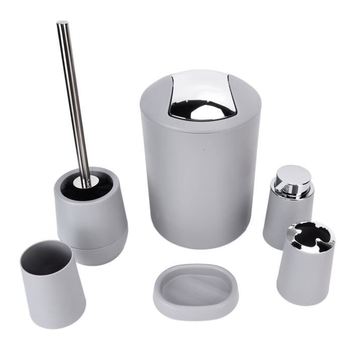 Ensemble Salle De Bain DELUXXOO 6 Pièces - Noir Mat - Distributeur Savon, Porte-Savon, Rangement - Qualité Résine