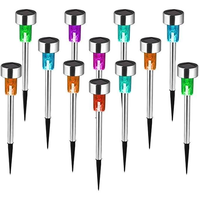 Lot De 8 Lampes Solaires Jardin - 12 LED Chacune, Éclairage Longue Durée, Étanche IP65, Pour Pelouse, Terrasse, Balcon - Blanc Froid