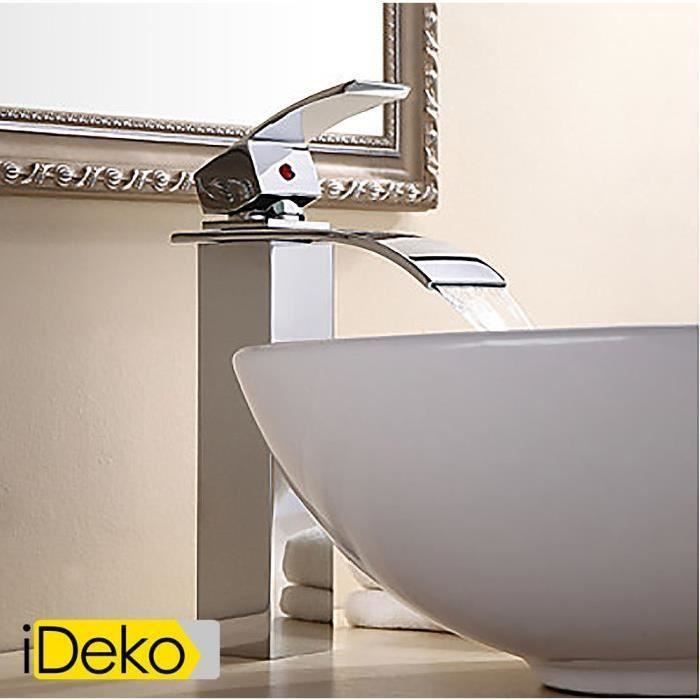 Mitigeur De Lavabo Cascade – Robinetterie Salle De Bain – Finition Chromée – 1 Trou