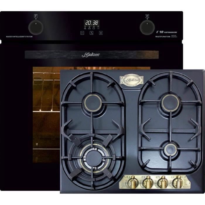 Kaiser Four pyrolyse « EH 6427 AD KG 6325 Em», four à encastrer pyrolyse rétro 73 L, verre noir