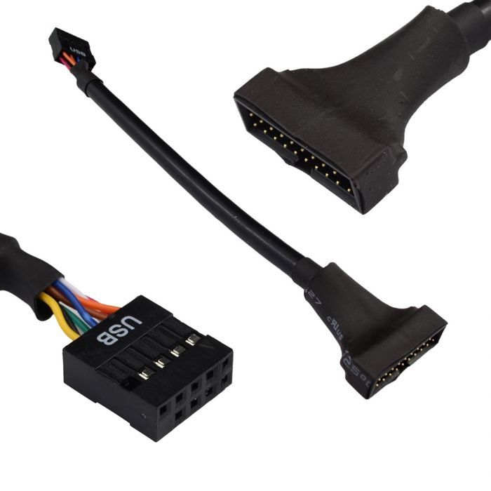 Adaptateur USB 3.0 19 points mâle sur connecteur interne USB 2.0 femelle