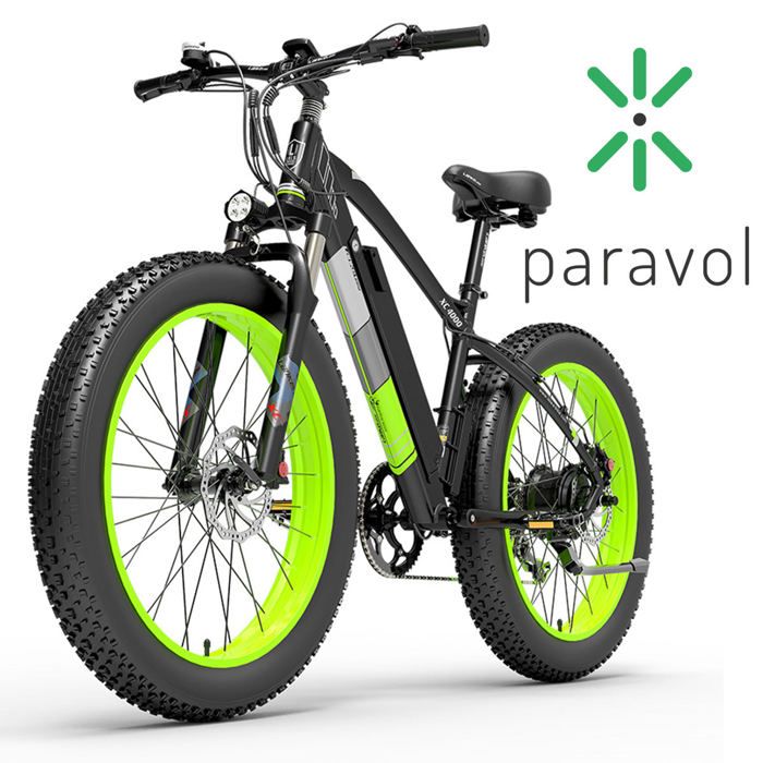 LANKELEISI XC4000 Vélo de montagne électrique — Moteur 1 000 W — Batterie 17,5 Ah — Pneus larges 26 x 4,0 — Shimano 7 vitesses—vert