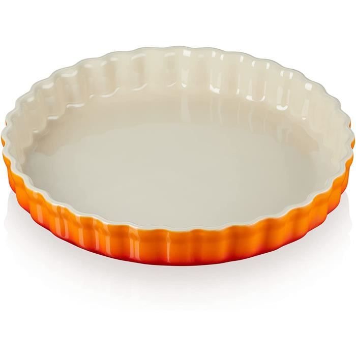 Crealys 512736 Moule à Tarte En Céramique Taupe 28 Cm - Plat à Tarte Élégant Et Résistant