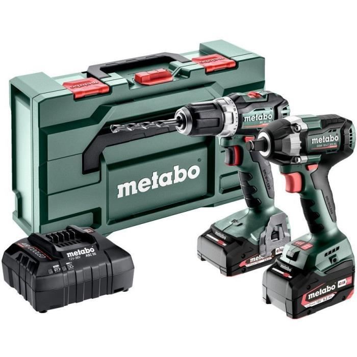 Pack Metabo 2 machines METABO Combo Set 2.9.2 18V Batterie 5 2 Ah MetaBOX 145