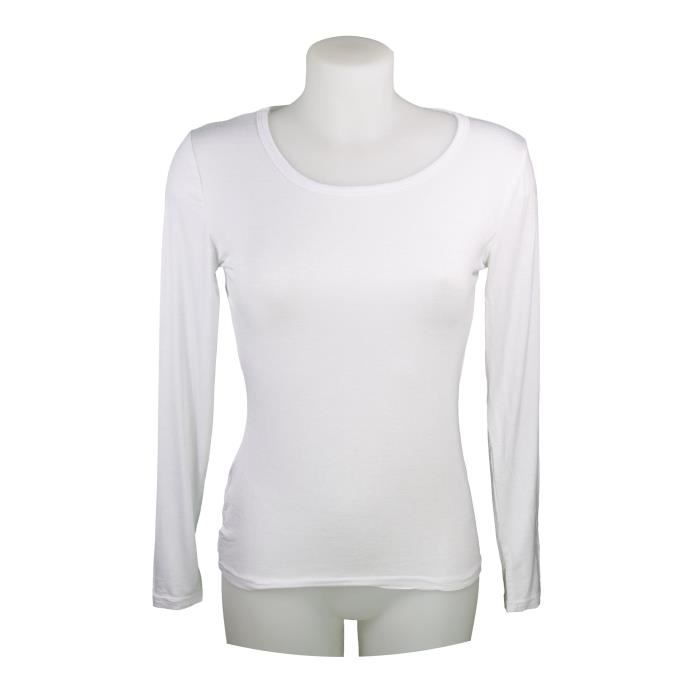 Tshirt, Sous pull manches longues Blanc Blanc Cdiscount PrêtàPorter
