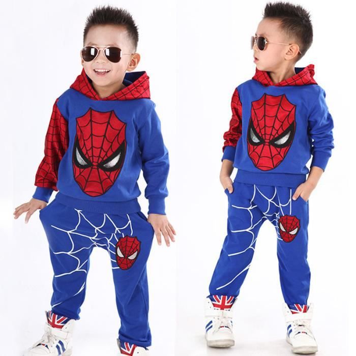 Pantalon Enfants Bébé Garçons Spiderman Pull Veste Manteau Enfants Sweat-shirt Costume Haut