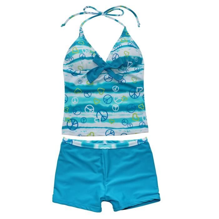 Doomiva 3 Pcs Maillot De Bain Floral Tankini Enfant Fille Ado Ensemble