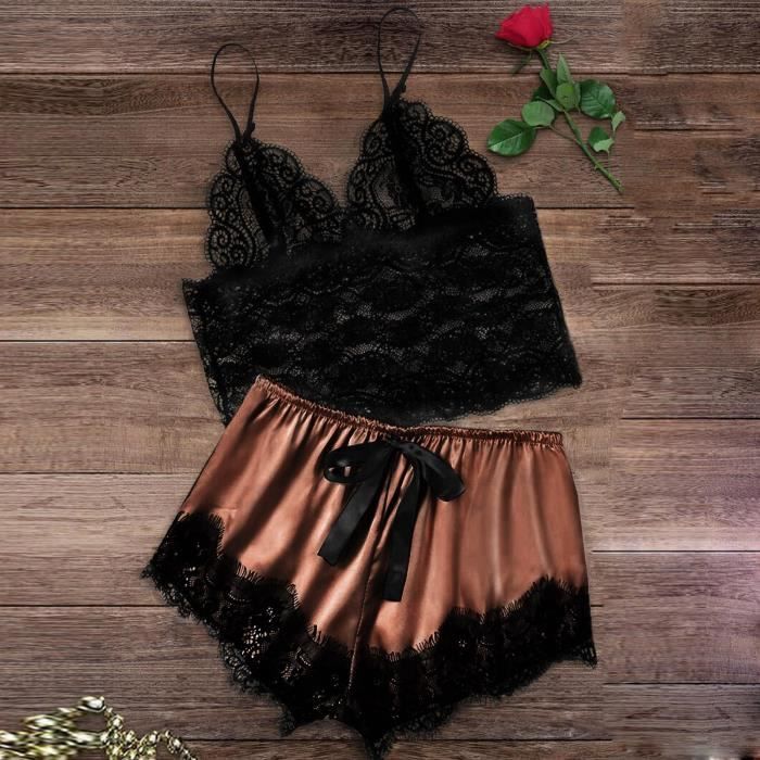 Femme Mousseline Caraco Dos Nu Slip Caraco sans Manche Col V Haut
