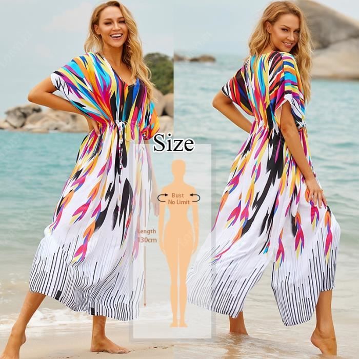 Robe,Grande taille caftan plage tunique femmes été maillots de bain maillot  de bain couvrir dames bohème plage Robe Robe - Type 641 Blanc - Cdiscount  Prêt-à-Porter