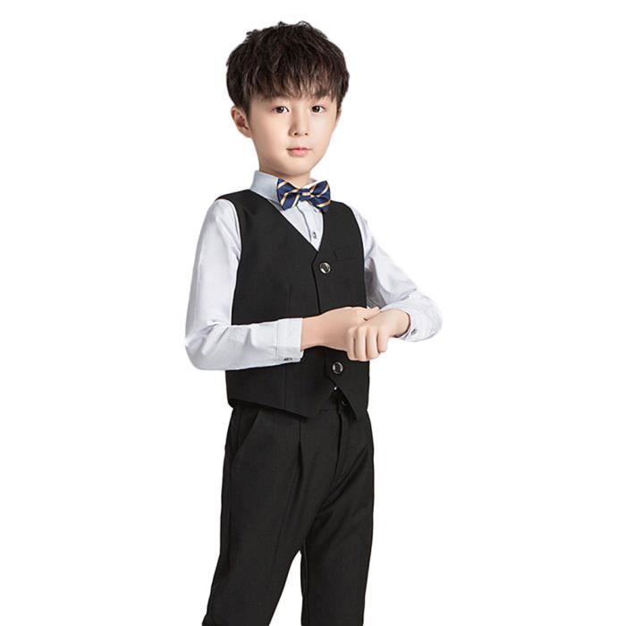 Costume Garçon de Pièces Gilet+Pantalon+Chemise+Nœud papillon