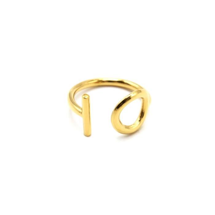 BG1584 Bague Anneau avec Barre et Cercle Contour Acier Dore Dore Achat Vente bague anneau BG1584 Bague Anneau avec Barre et Cercle Contour Acier Dore Femme Adulte