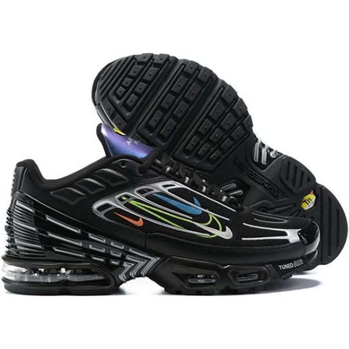 Baskets Nike Air Max TN TXT Plus 3 Homme Femme Chaussures EntraÃ®nement de Sport Noir Blanc Noir 