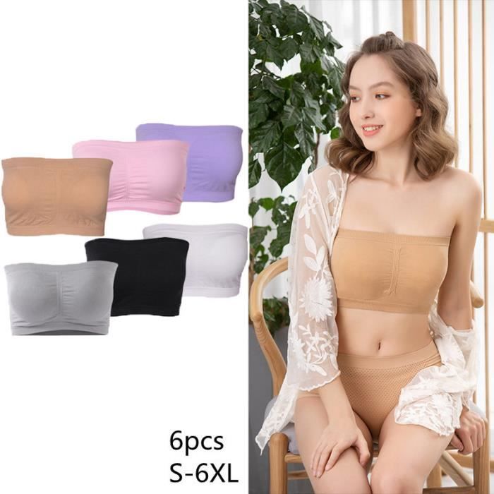 6 Pièces Soutien-Gorge Bandeau Sans Bretelles Femme Grande Taille Soutien-gorge