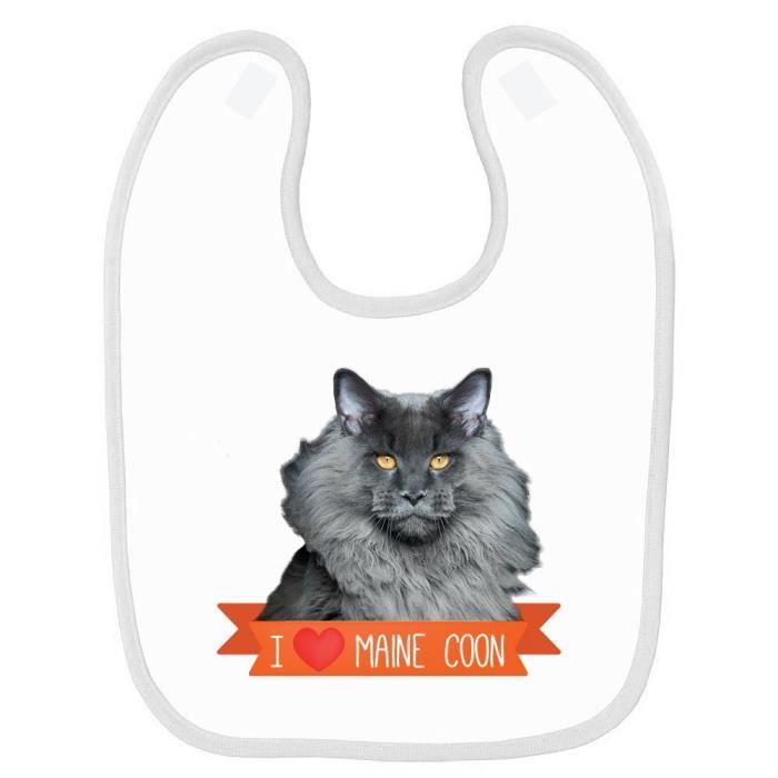 Bavoir Bebe Imprime Maine Coon Blanc Cdiscount Puericulture Eveil Bebe