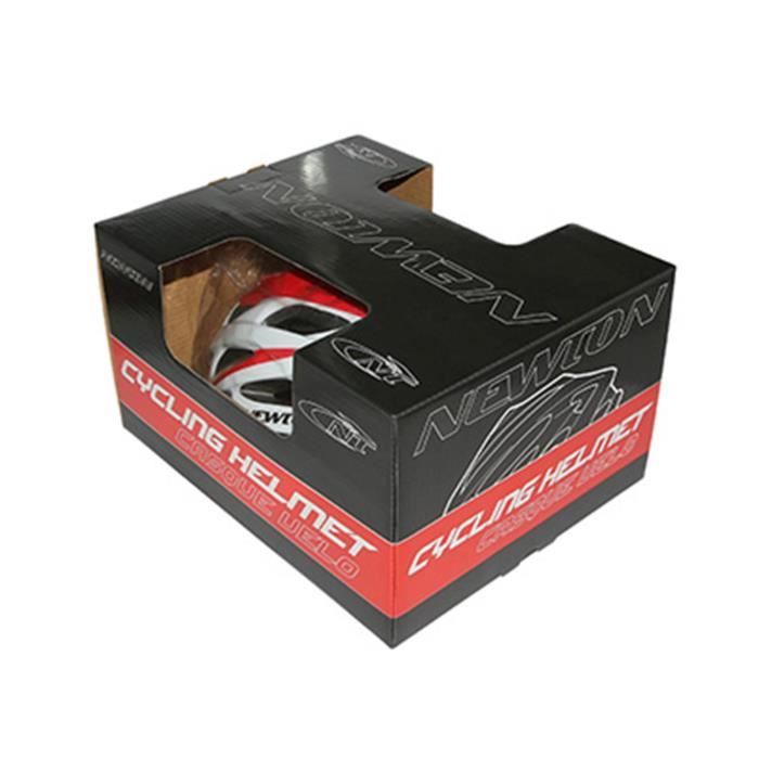 Casque de vélo adulte Newton Victory - Rouge-Blanc - Taille 58-61 avec visière et lock