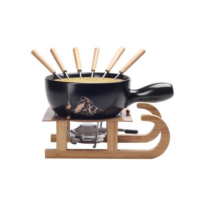 Service à fondue - NOUVEL - Luge Matterhorn - 22 cm - 6 fourchettes - Réchaud luge Service à fondue - NOUVEL - Luge Matterhorn - 22 cm - 6 fourchettes - Réchaud luge