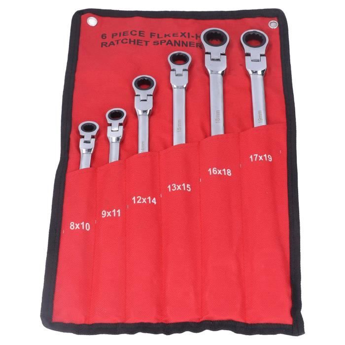 EJ.life Clé à cliquet 72 dents 6 pièces clé à cliquet métrique à Double