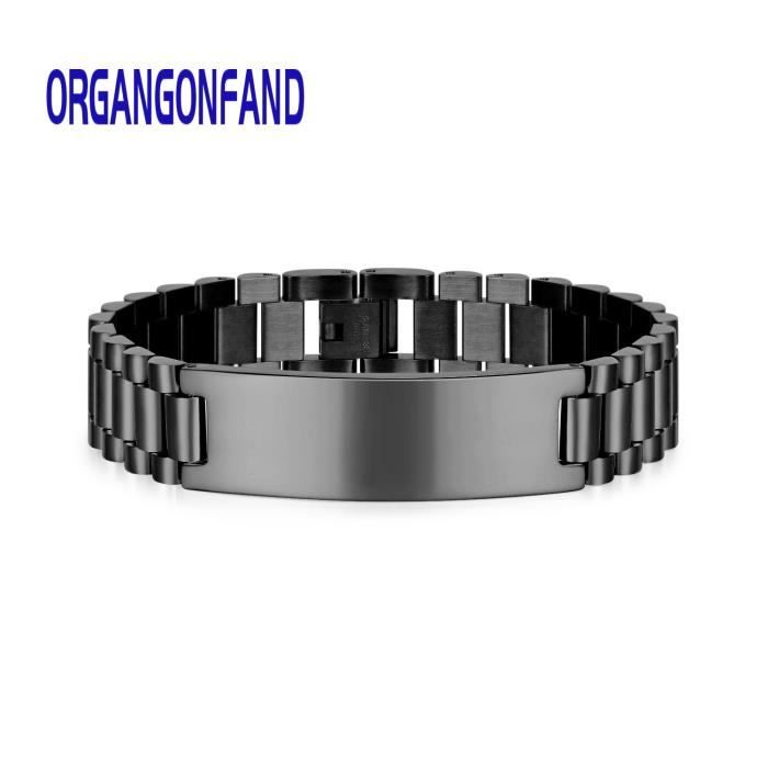 organgonfand bracelet homme simple et brillant en acier titane de haute qualité bracelet 15mm-noir