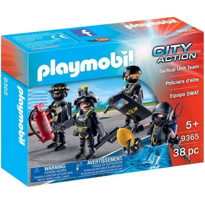 Playmobil Quartier général transportable policiers d'élite : :  Jeux et Jouets