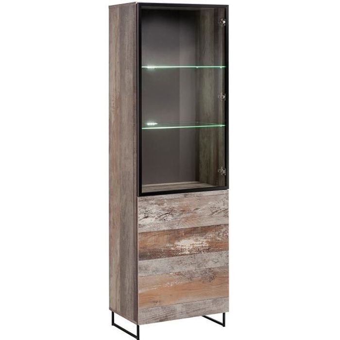 Vitrine KAN + LED - Price Factory - Petit modèle - 2 portes - 2 étagères en  verre - Cdiscount Maison